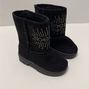 Bebe Black Boots with Sparkling Rhinestones